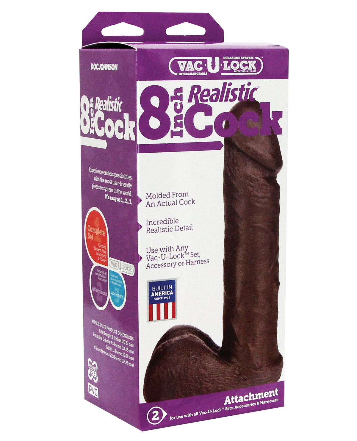 Vac-U-lock Vac-U-Lock 8" Realistic - Black