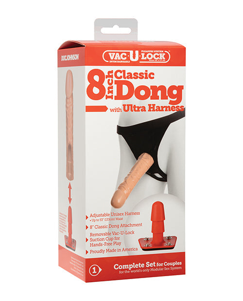 Vac-U-lock Ultra Harness 2 Set w/8" Dong & Powder