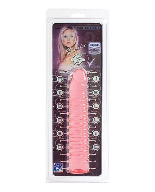 Vivid Vivid 7" Pink Ribbed Jelly w/Penis Head - Sunrise