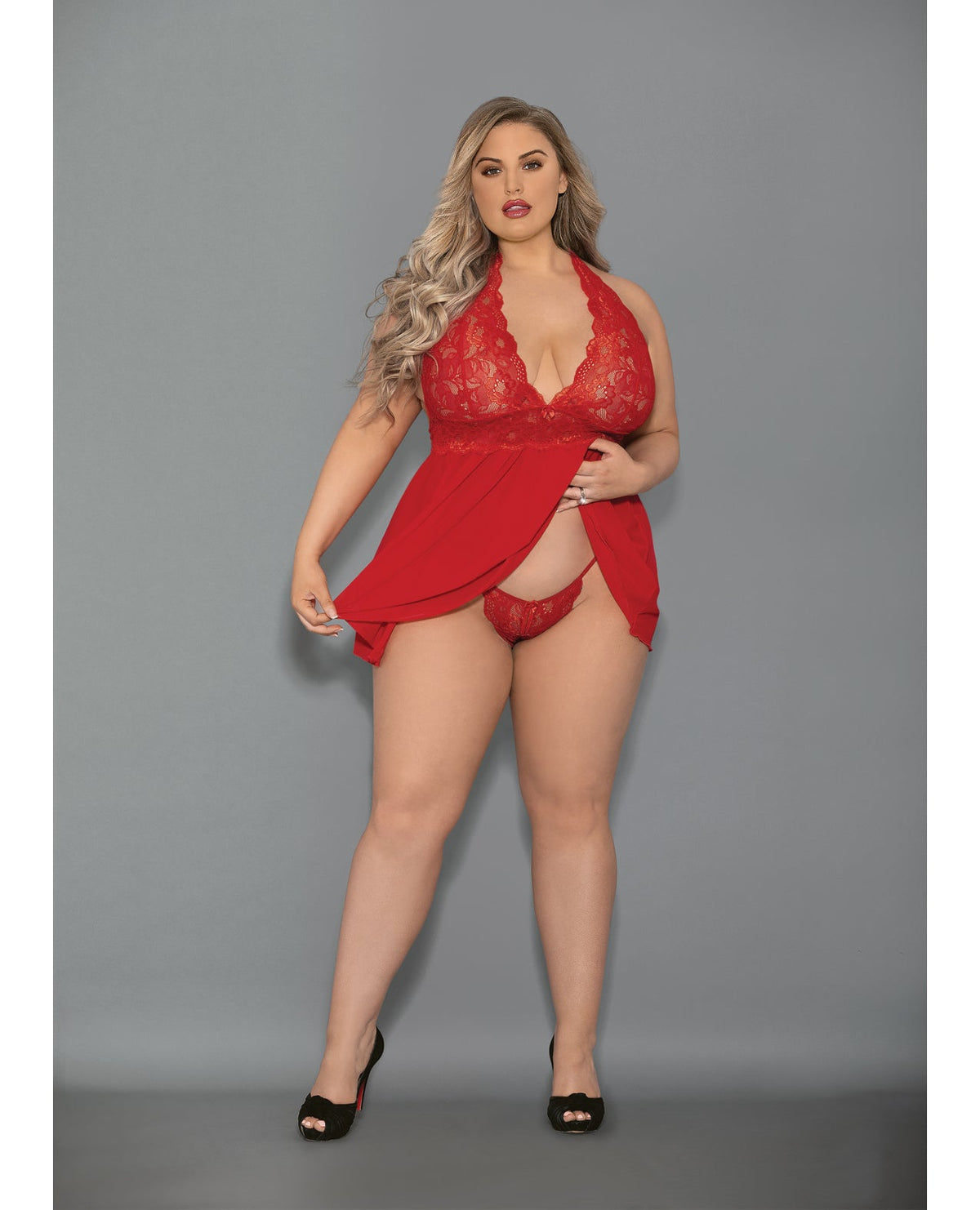 Euphoria Euphoria Shorty Babydoll & Open Panty Red QN