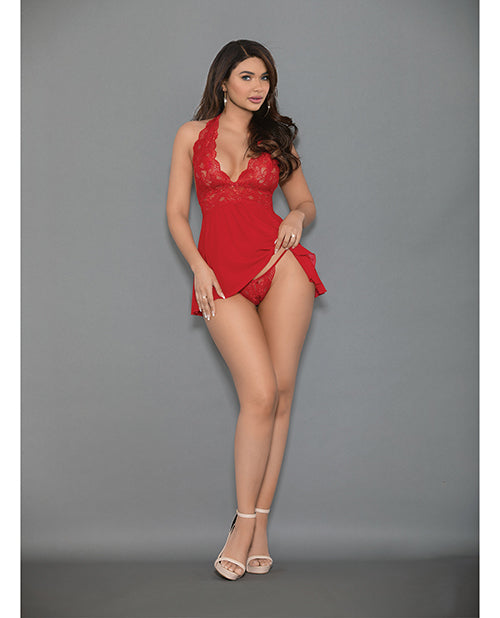 Euphoria Euphoria Shorty Babydoll & Open Panty Red O/S