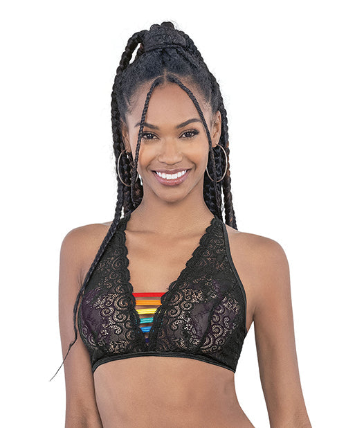 Escante Pride Lace Rainbow Strappy Top Black O/S