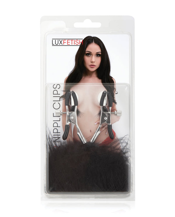 Lux Lux Fetish Feather Nipple Clips - Black