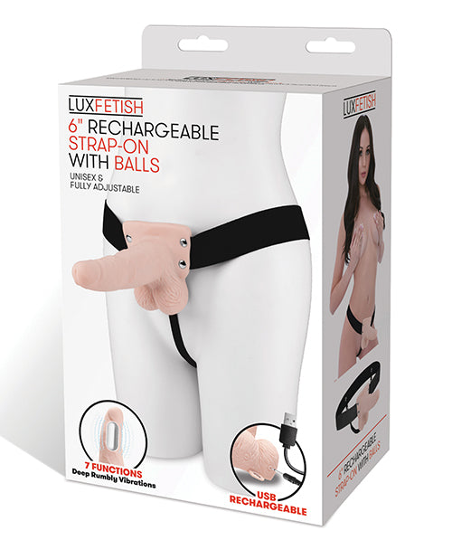 Lux Lux Fetish 6" Rechargeable Strap On w/Balls - Ivory