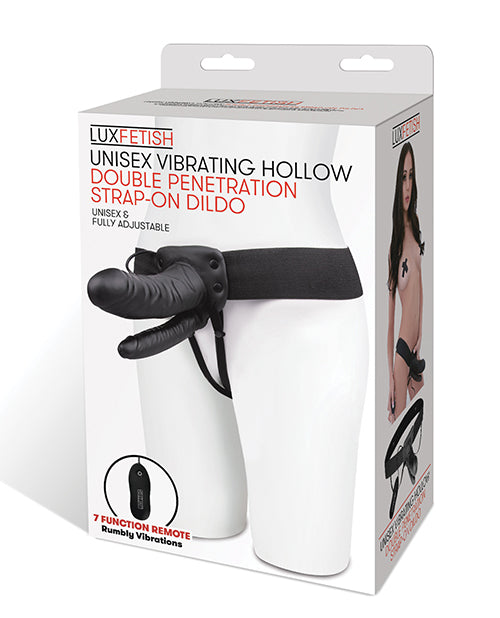 Lux Lux Fetish Unisex Vibrating Hollow Double Penetration Strap On Dildo