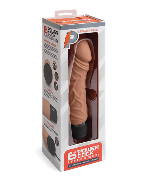 Powercocks Powercocks 6.5" Realistic Vibrator - Mocha