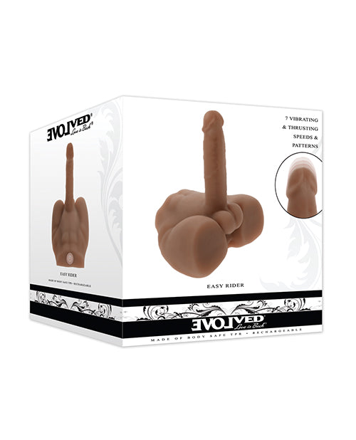 Evolved NO ETA Evolved Easy Rider Thrusting & Vibrating Life-Like Dildo - Dark