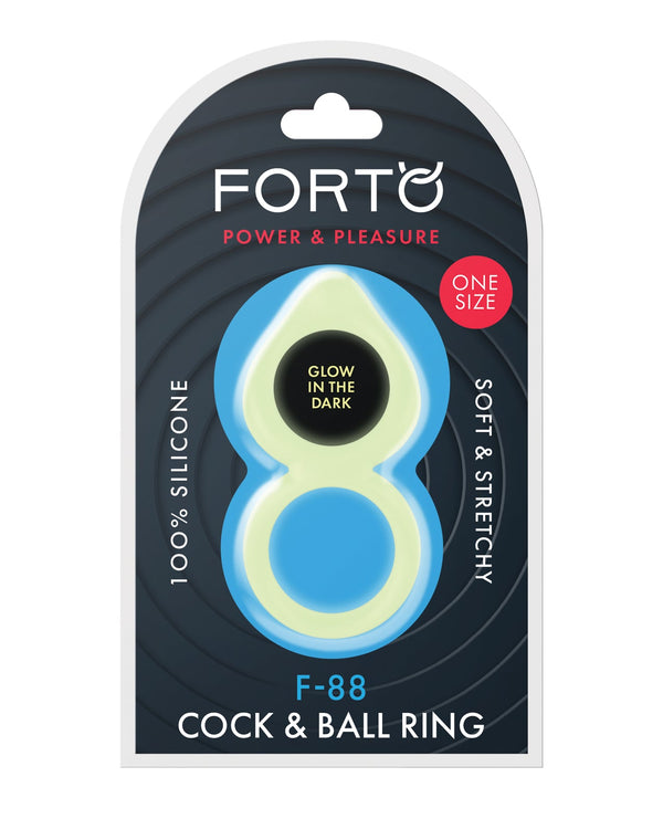 Forto Forto F-88 Double Ring Liquid Silicone Cock Ring - Glow in the Dark