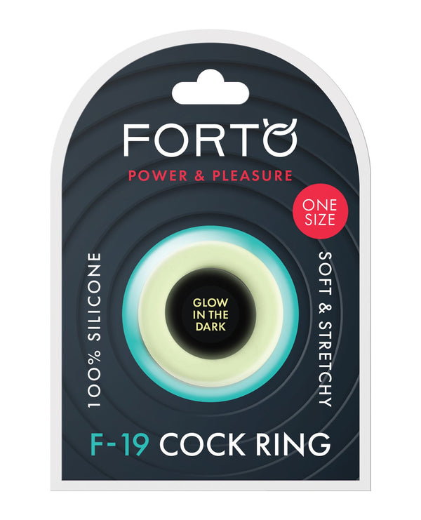 Forto Forto F-19 Two Tone Liquid Silicone Cock Ring - Black/Glow in the Dark