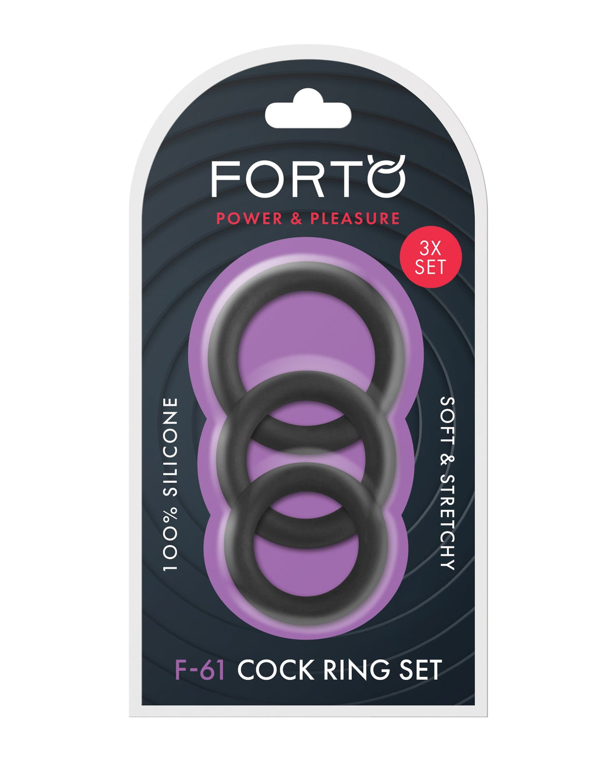 Forto Forto F-61 Liquid 3 Piece Cock Ring Set - Black