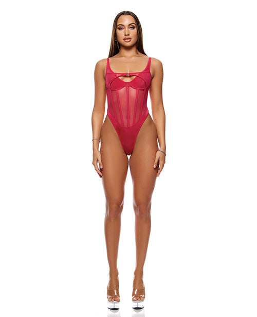 Forplay Layers To This Mesh and Knit Teddy - Pink LG