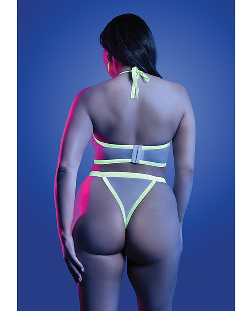 Glow by Fantasy Lingerie Supernatural Glow-in-the-Dark Zipper Bralette & Thong - White QN