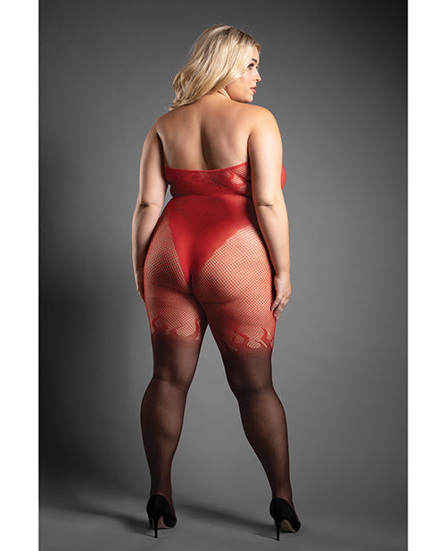 Sheer by Fantasy Sheer Eternal Flame Halter Open Crotch Bodystocking - Red/Black QN