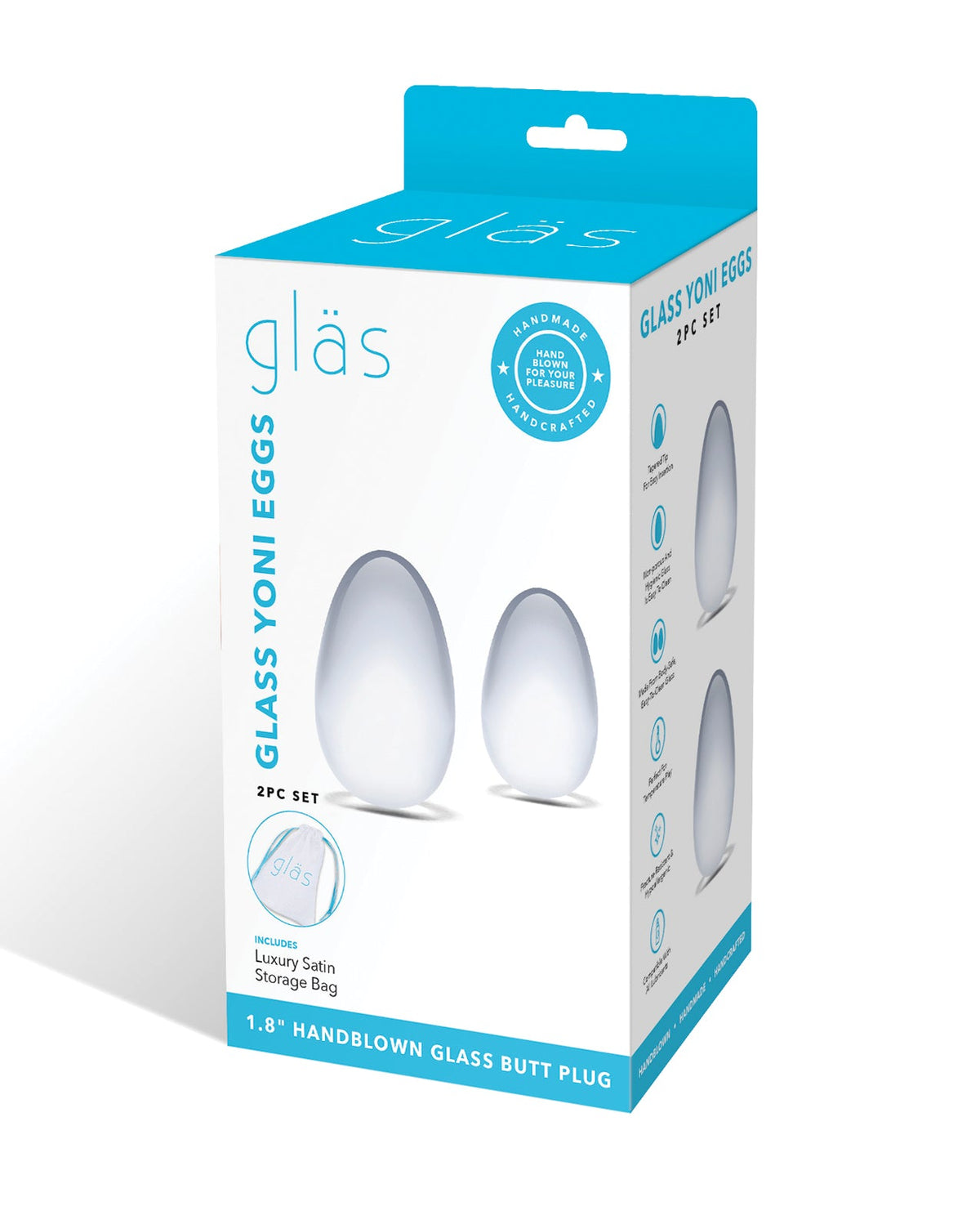Glas Glas 2 pc Glass Yoni Eggs Set - Clear