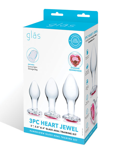 Glas Glas 3 pc Heart Jewel Glass Anal Training Kit