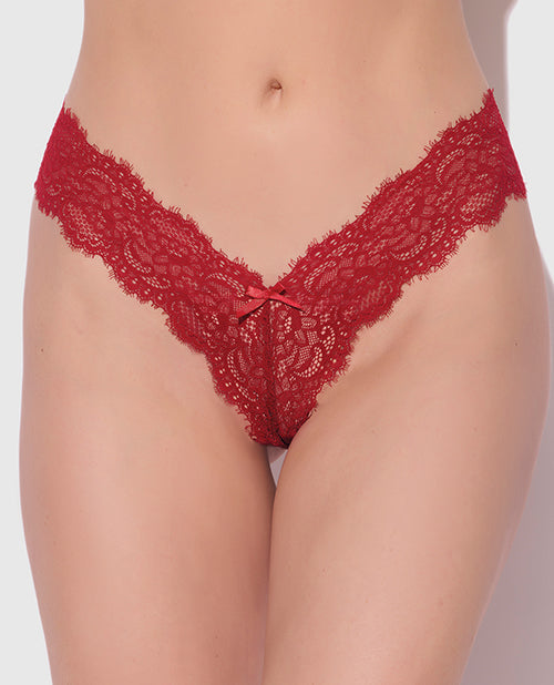 House of Desire Lana Sheer Lace V-Thong - Red XL