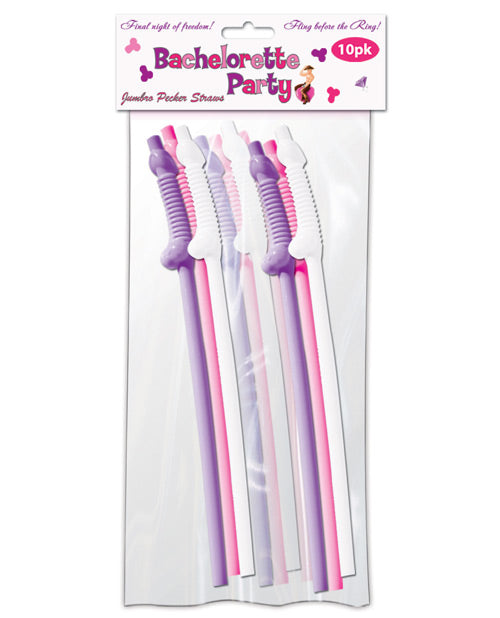 Bachelorette Party Bachelorette Party Pecker Sipping Straws - Assorted Colors Pack of 10