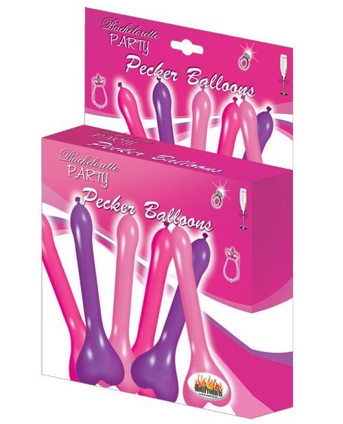 Hott Products Pecker Balloons - Asst. Colors Box of 6