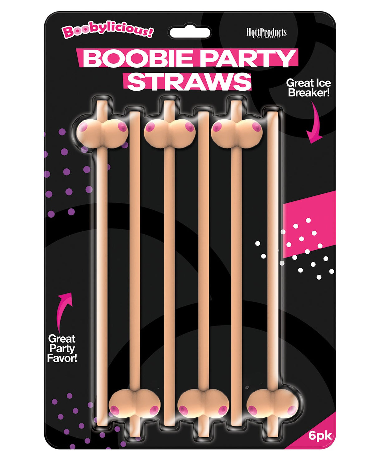 Hott Products Booby Straws - Flesh Pack of 6