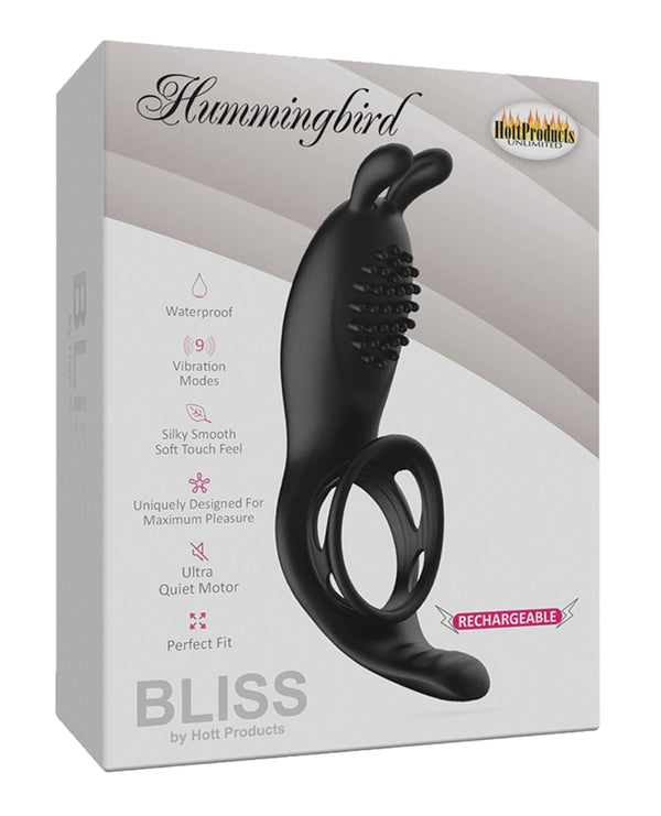 Bliss Bliss Hummingbird Vibrating Cock Ring - Black