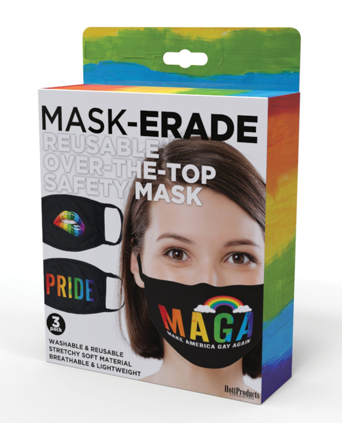 Hott Products Hott Products Mask-erade Masks - Pride/Gay Again/Rainbow Kiss Pack of 3