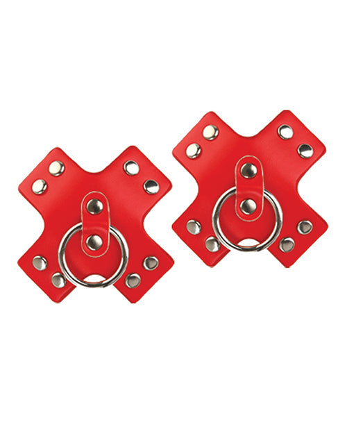 Nipplicious Nipplicious Seducer Leather Pasties w/Ring - Red