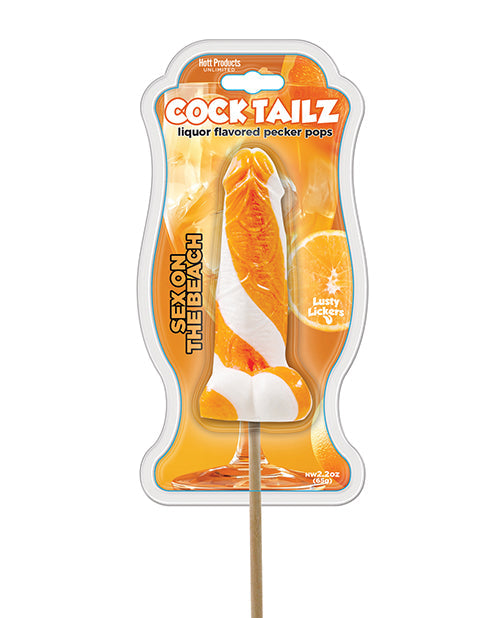 Hott Products Cock Tailz Liquor Flavored Pecker Pops - Sex on the Beach Orange/White Stripe