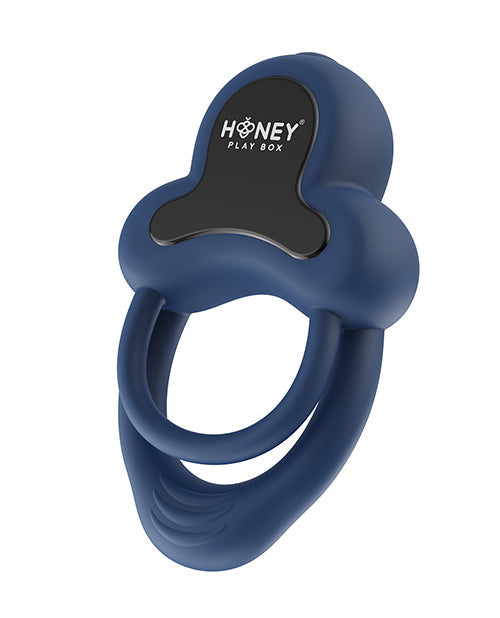 Honey Play Box Anello Vibrating Double Cock Ring w/Clitoral Stimulator - Blue