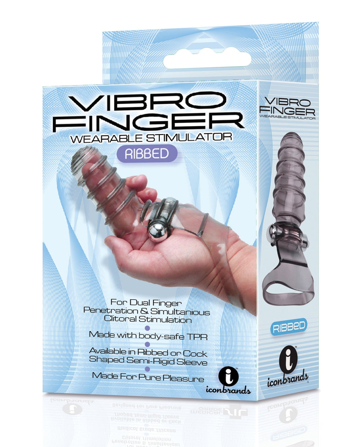 The 9s The 9's Vibrofinger Ribbed Finger Massager - Grey