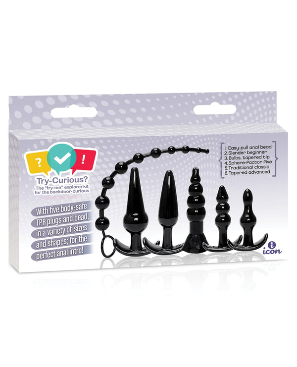 Try-Curious Try-Curious Anal Plug Kit - Black