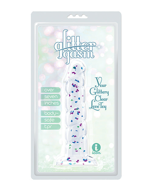 Macaroon Glittergasm 7.5" Swirls Dildo - Blue/Purple/Violet