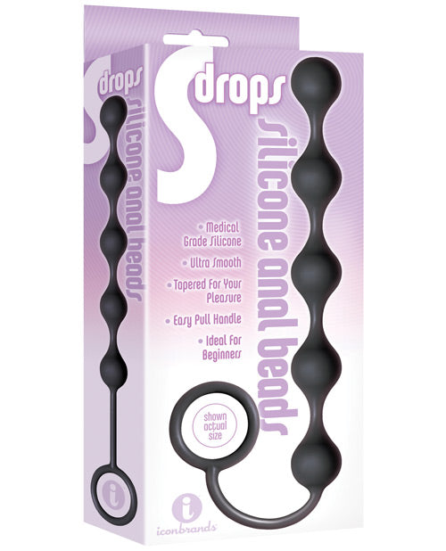 The 9s The 9's S Drops Silicone Anal Beads - Black