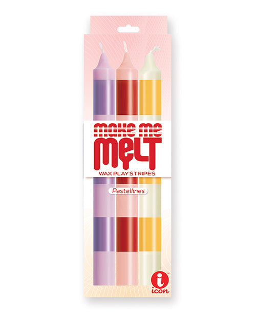 The 9s The 9's Make Me Melt Sensual Warm Drip Candles - Pastellines Stripes Pack of 3