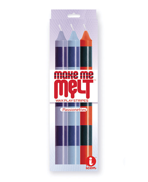 The 9s The 9's Make Me Melt Sensual Warm Drip Candles - Passionettes Stripes Pack of 3