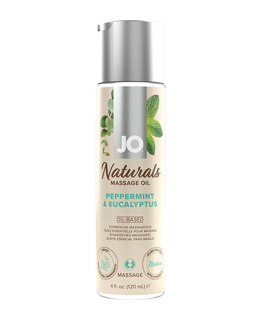 JO JO Naturals Massage Oil - Peppermint & Eucalyptus 4 oz Bottle