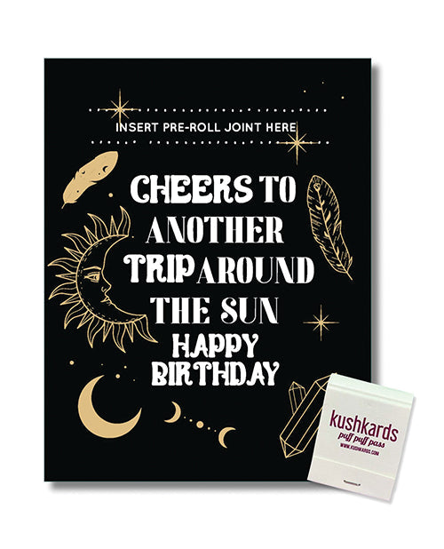 Kush Kards Cheers to Another Trip Around the World Greeting Card w/Matchbook
