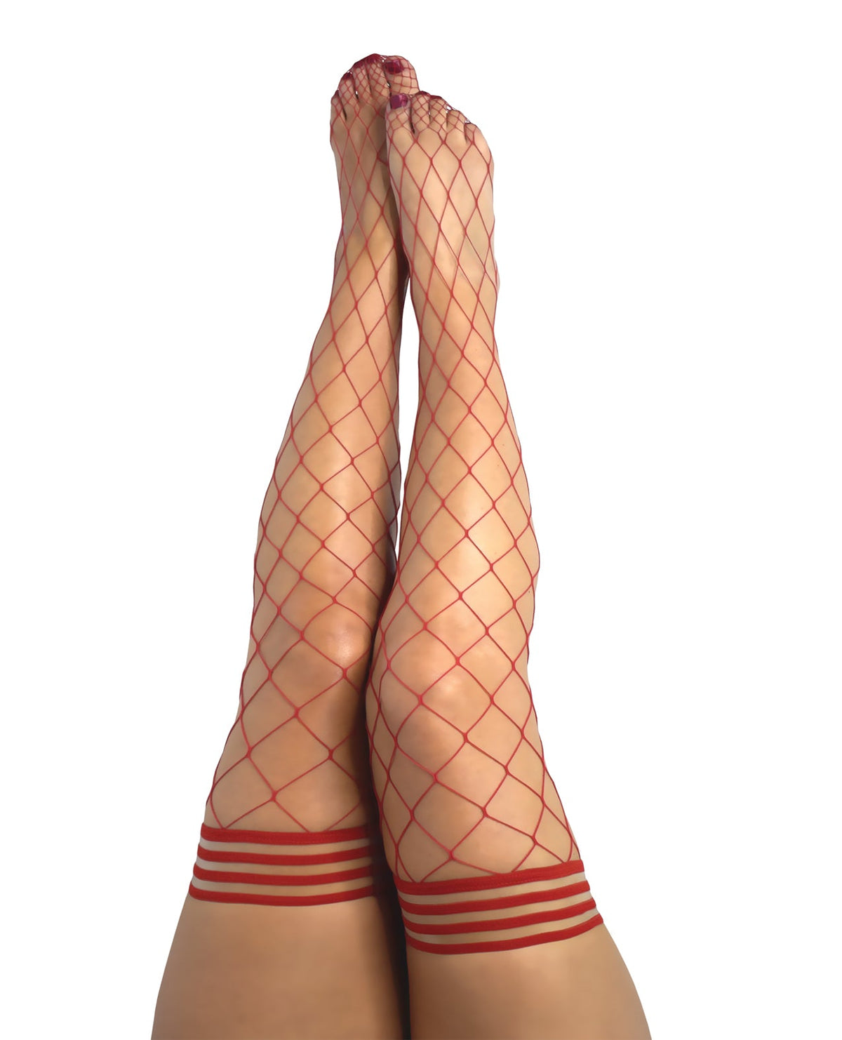 Kixies Kix'ies Claudia Large Net Fishnet Thigh Highs Red C