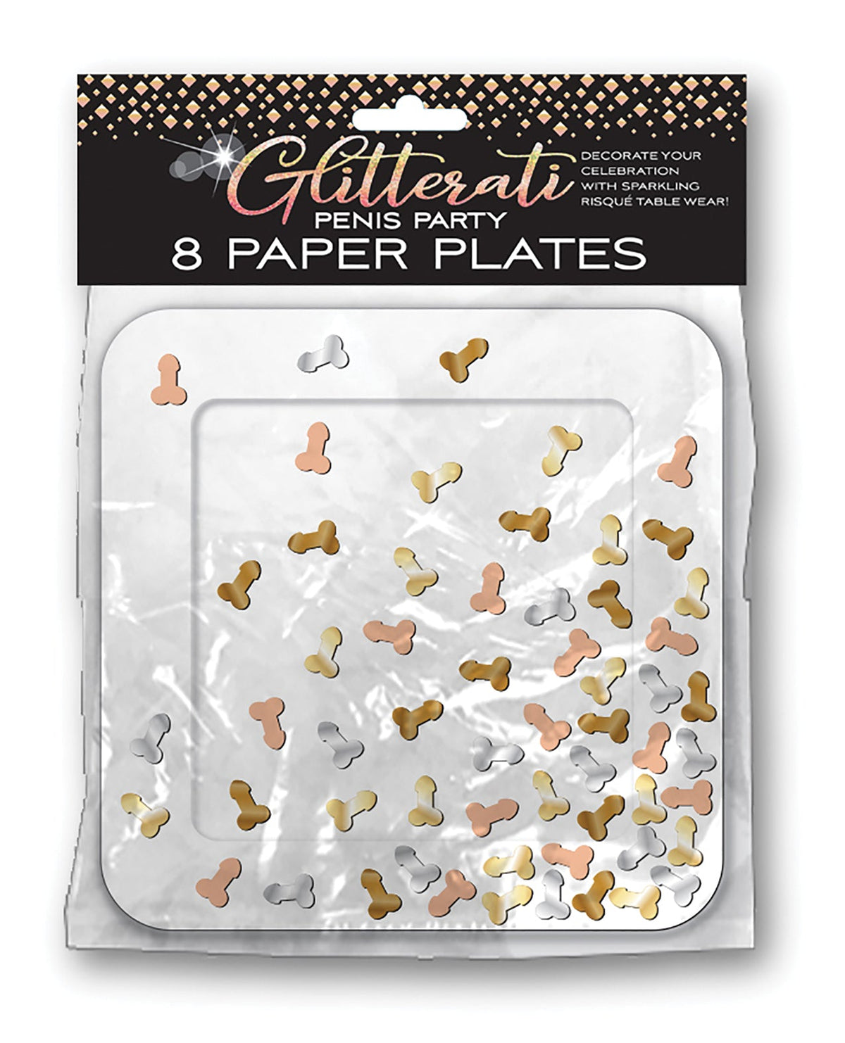 Candy Prints Glitterati Penis Party Plates - Pack of 8