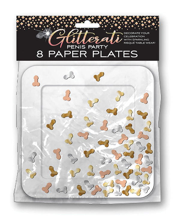 Candy Prints Glitterati Penis Party Plates - Pack of 8
