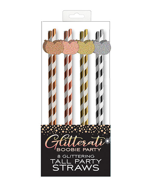 Candy Prints Glitterati Boobie Party Tall Straws - Pack of 8