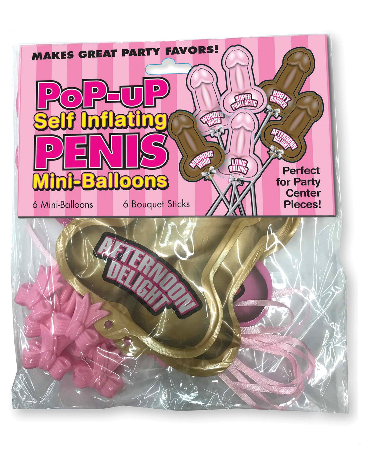 Little Genie Pop Up Self Inflating Penis Mini Balloons - Pack of 6