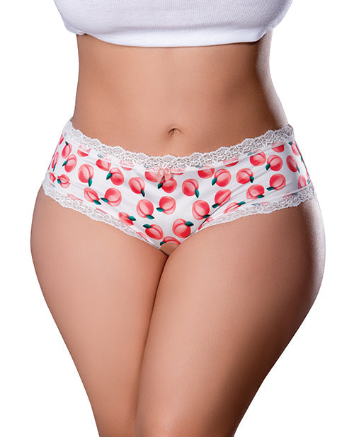 Exposed Sweet Treats Crotchless Boy Short w/Wicked Sensual Care Peach Lube - White QN