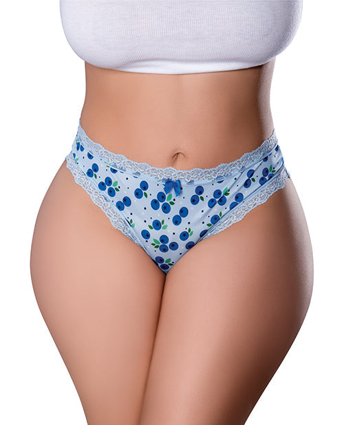 Exposed Sweet Treats Crotchless Thong w/Wicked Sensual Care Blueberry Lube - Blue QN