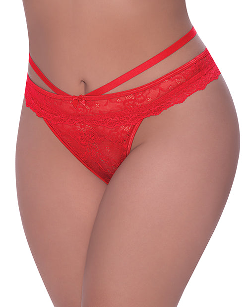 Exposed Ooh La Lace Peek-a-Boo Cheeky Panty Red QN