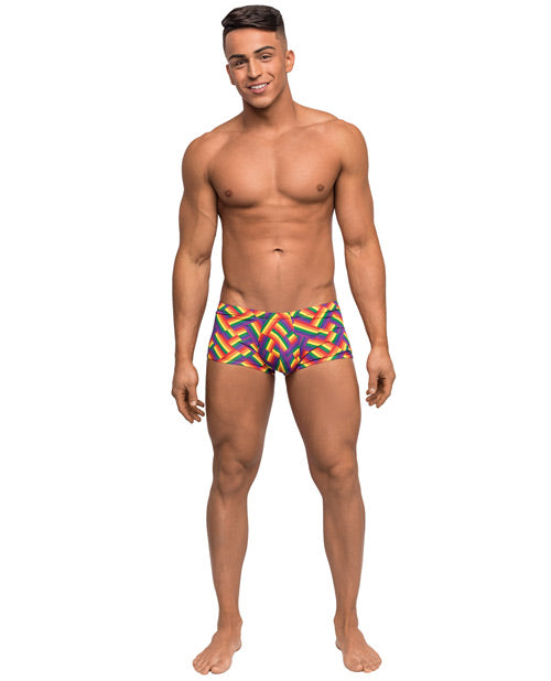 Male Power Pride Fest Contoured Pouch Mini Short Rainbow SM