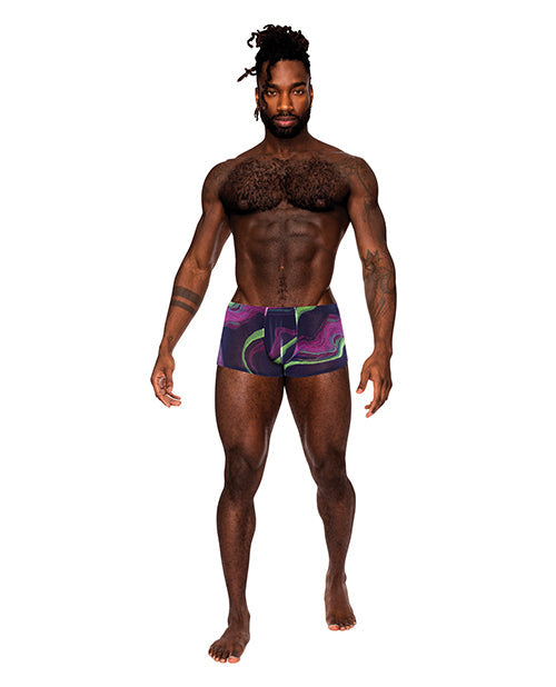Male Power Galactic Sheer Poly Spandex Mini Short Multi Color LG