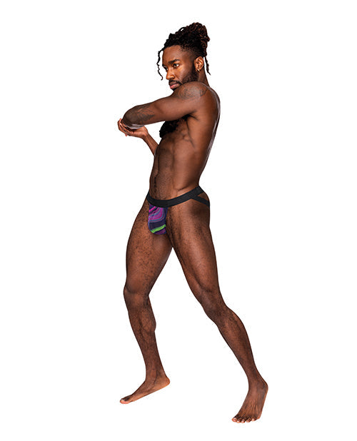 Male Power Galactic Sheer Poly Spandex Strappy Ring Jock Multi Color L/XL