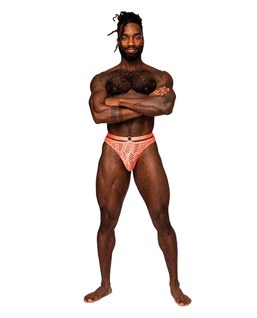 Male Power Rude Awakening Mesh Strap Thong Neon Orange S/M