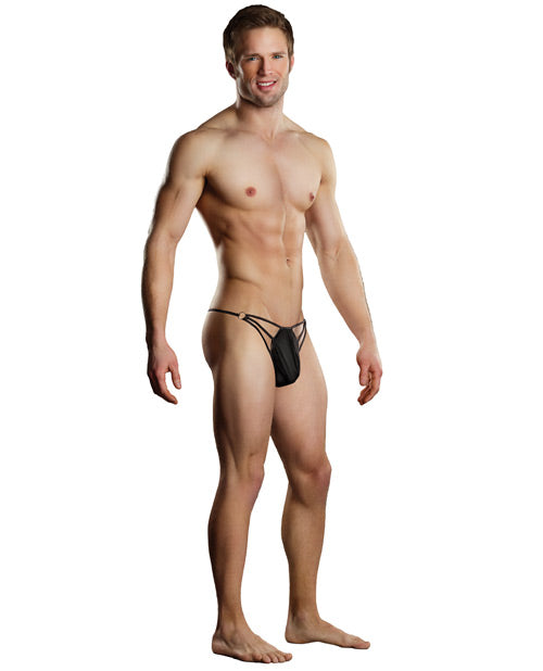 Male Power Male Power G-string w/Straps & Rings Black L/XL