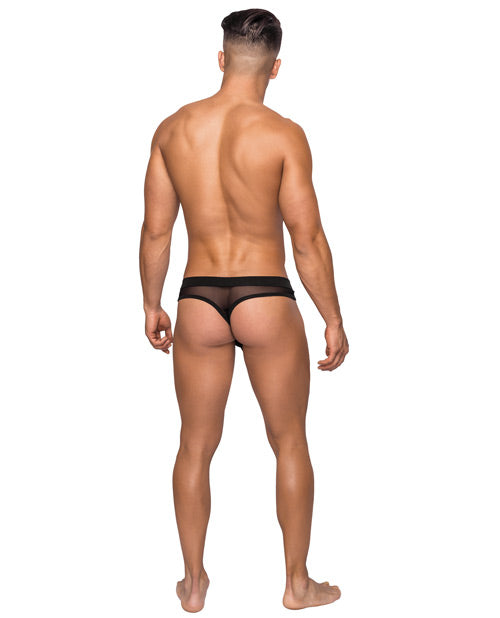 Male Power Hoser Stretch Mesh Thong Black S/M
